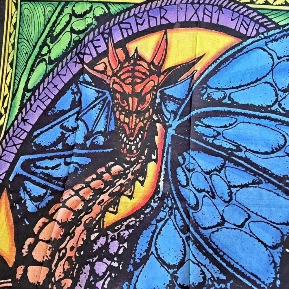 New Purple Blue Dragon Wings Tapestry Room Decor Wall Hanging GIFT Large Poster - Picture 4 of 5